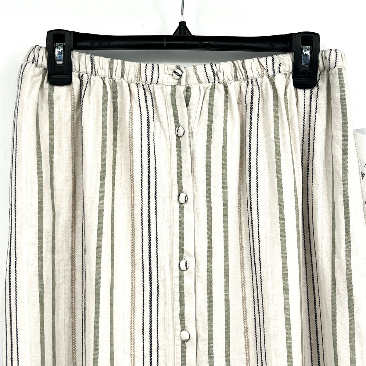 SPLENDID Women's Demi Maxi Skirt XS White Blue Cypress Stripe Button Front NWT