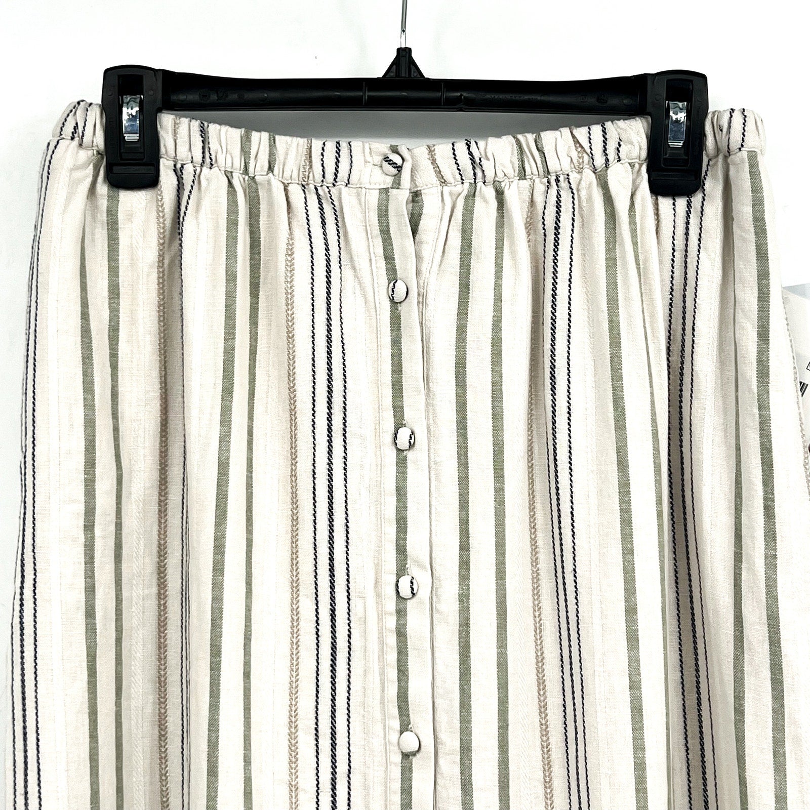 SPLENDID Women's Demi Maxi Skirt XS White Blue Cypress Stripe Button Front NWT