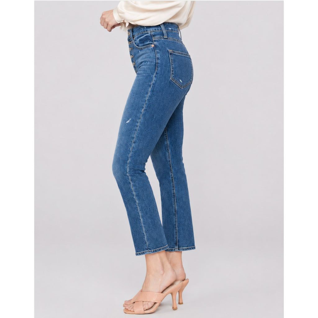 PAIGE Womens Cindy Crop Jeans Size 25 US 0 Blue Say Anything Exposed Button NWOT