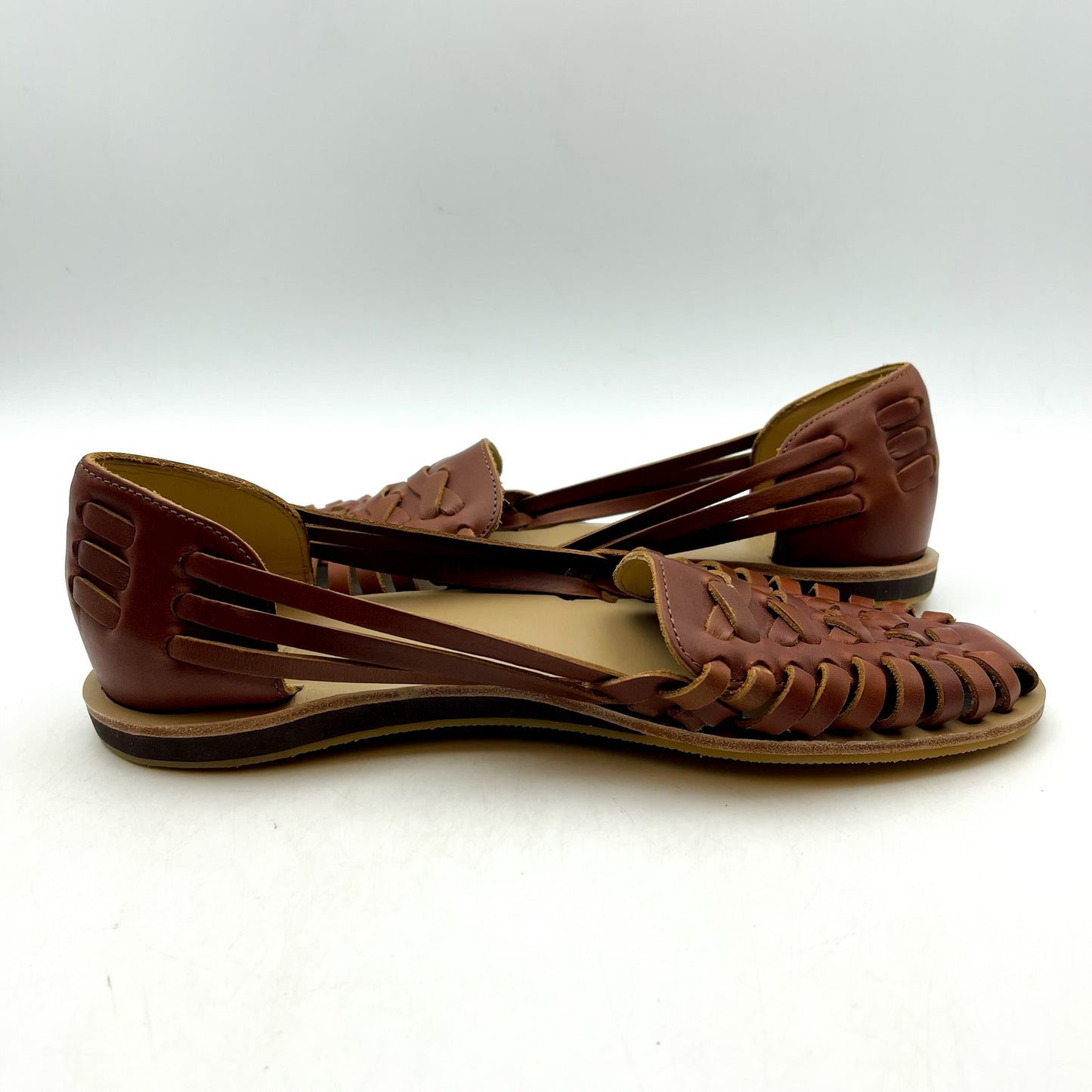 NISOLO Mens Huarache Water Resistant Sandals US 8.5 Brandy Leather NWOB