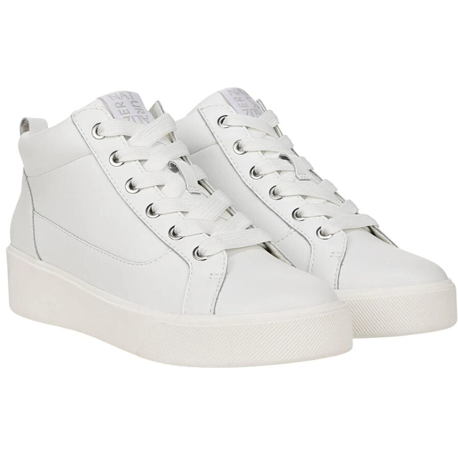 Naturalizer Womens Morrison Mid High Top Casual Sneakers US 6 White Leather NIB