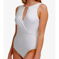 CALVIN KLEIN Women's High Neck Cutout One Piece Swimsuit Size 14 White NWT