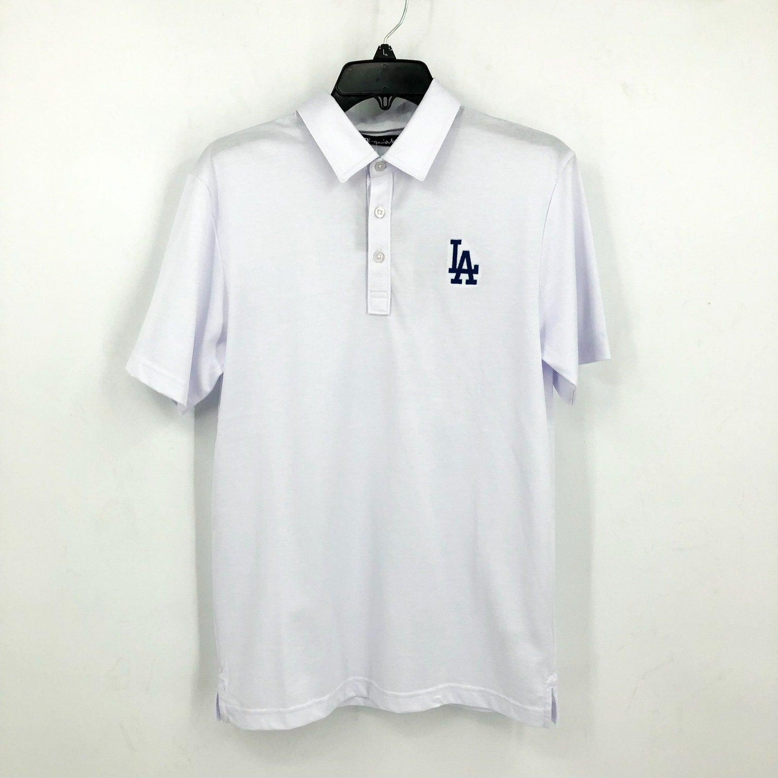 TRAVIS MATHEW Men's The Zinna Polo Shirt Small White Los Angeles Dodgers NWT