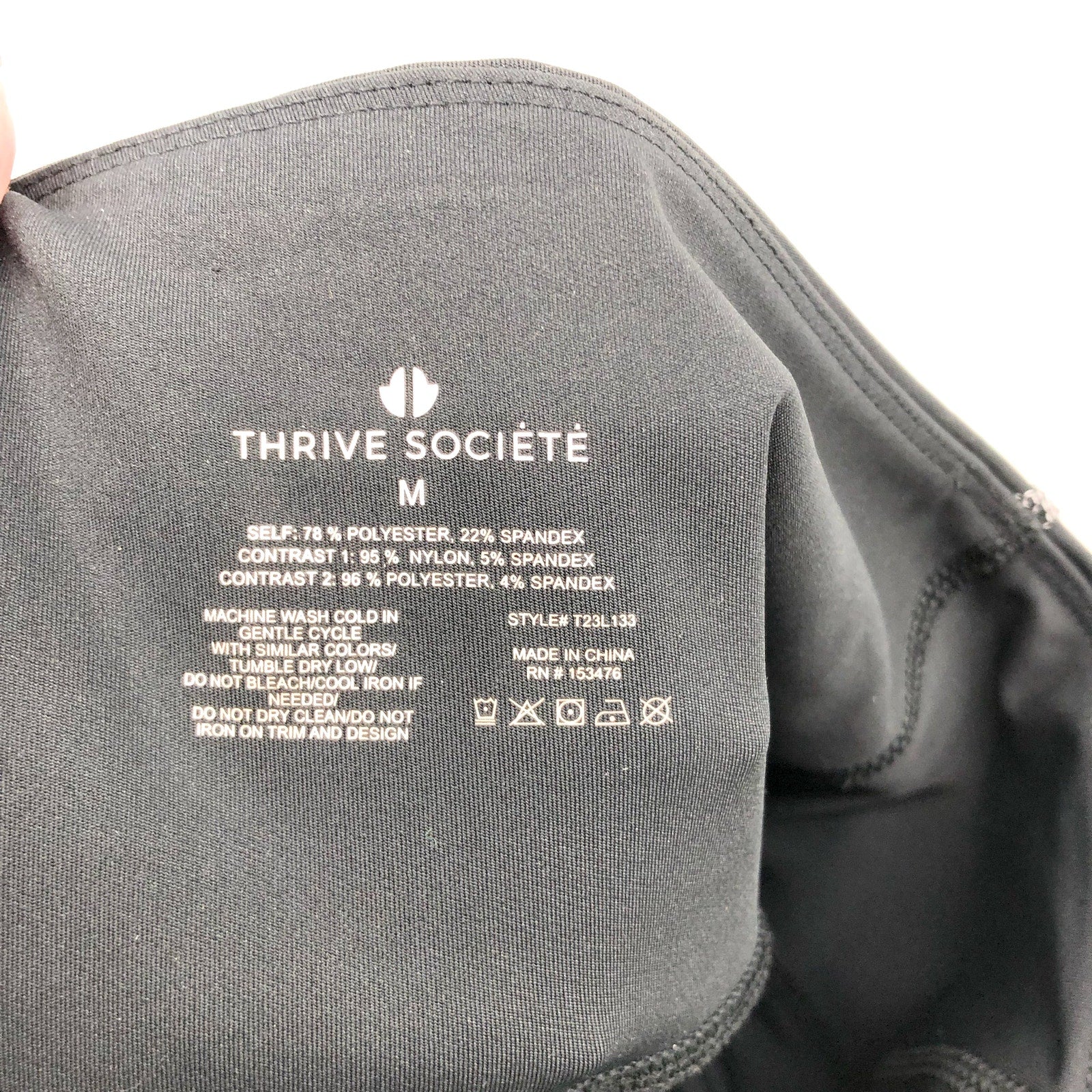 THRIVE SOCIETE Women's Reflective 7/8 Leggings Medium Black Slim Fit NWT