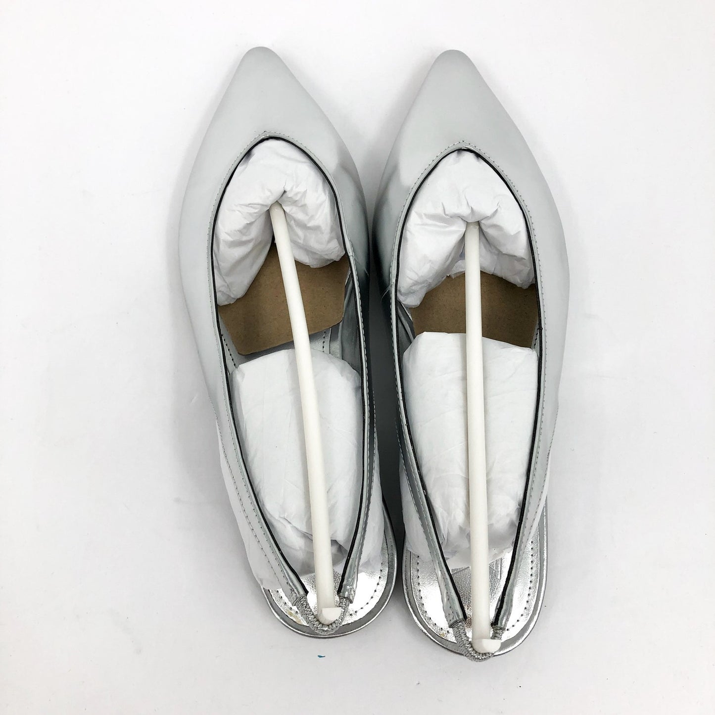Marc Fisher Womens Graceful Slingback Flats US 7 M Silver Metallic Leather NWOB