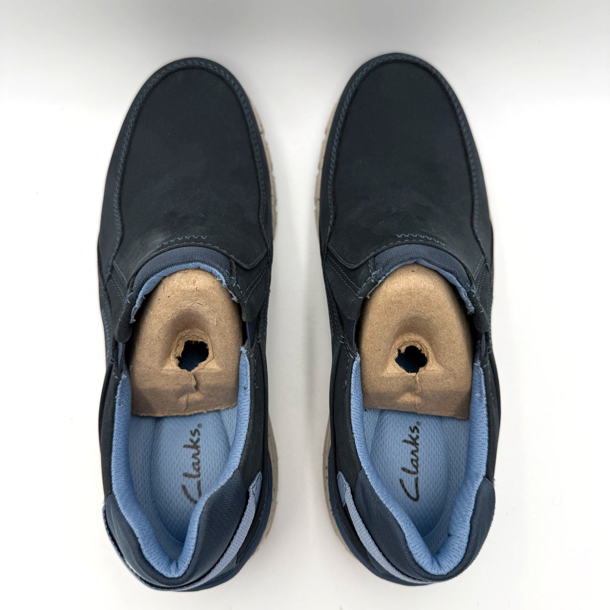 Clarks Womens Wave Plateau AP Sneakers Size 7.5 Wide EU 38 Navy Blue Nubuck NIB