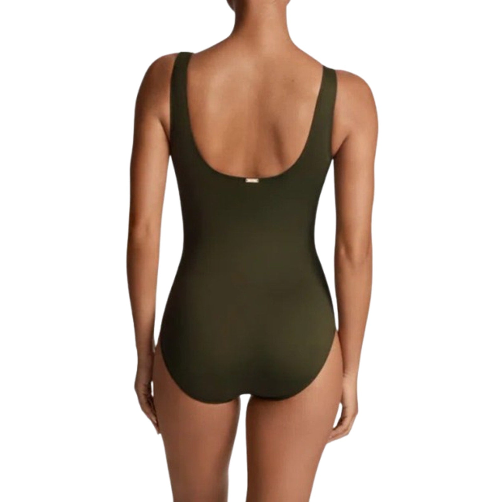LAUREN RALPH LAUREN Ring One Piece Swimsuit Size 12 Olive Green OTS NWT