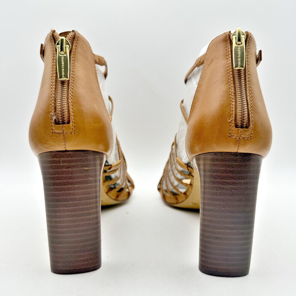Vince Camuto Womens Ariah Heeled Sandals US 11 EU 43 Brown Leather NWOB