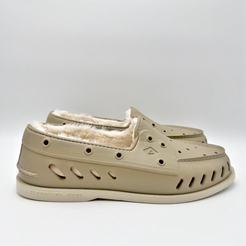 Sperry Mens Original Float Cozy Boat Shoes Size 10 EU 43 Beige Tan NWOB