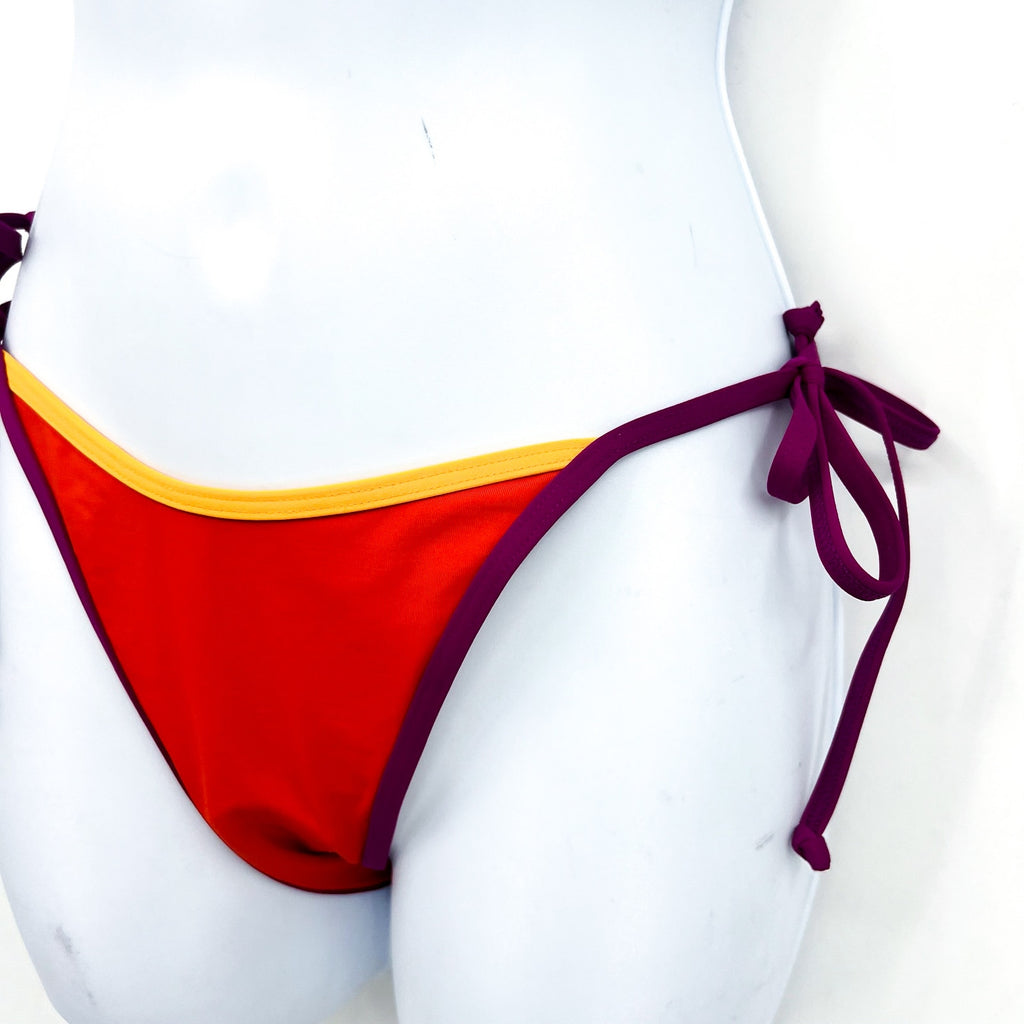 L*SPACE Women's Levy Side Tie Bitsy Bikini Bottom Small Red Purple NWT