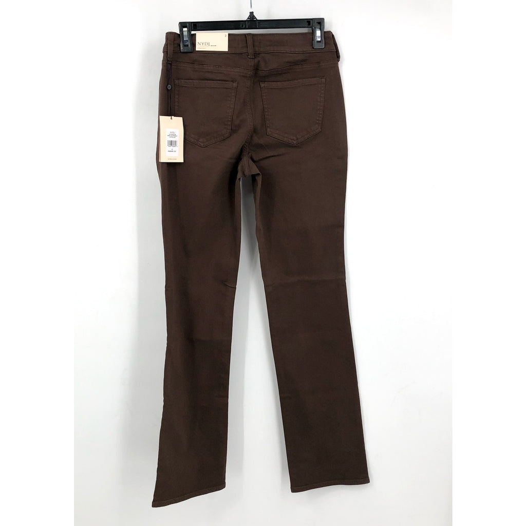 NYDJ Women's Marilyn Straight Jeans Size 2 Brown High Rise 32" Inseam NWT