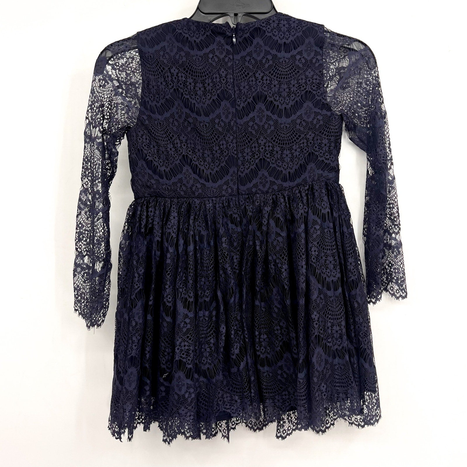 BARDOT JUNIOR Girl Gertrude Lace Dress Size 6X-7 Navy Blue Long Sleeve NWT