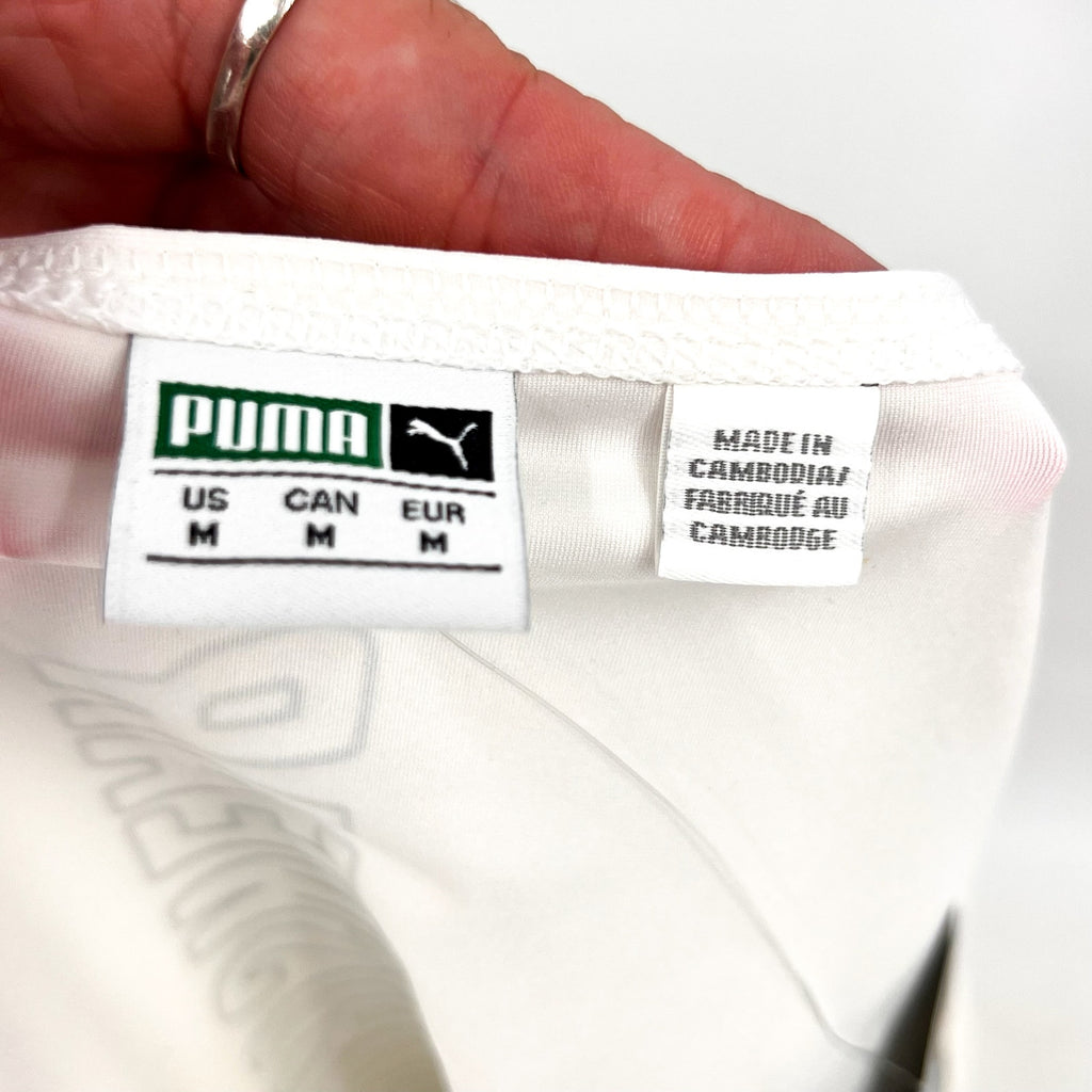 PUMA Women's XTG Bodysuit Shirt Medium White Multicolor Off Shoulder NWT