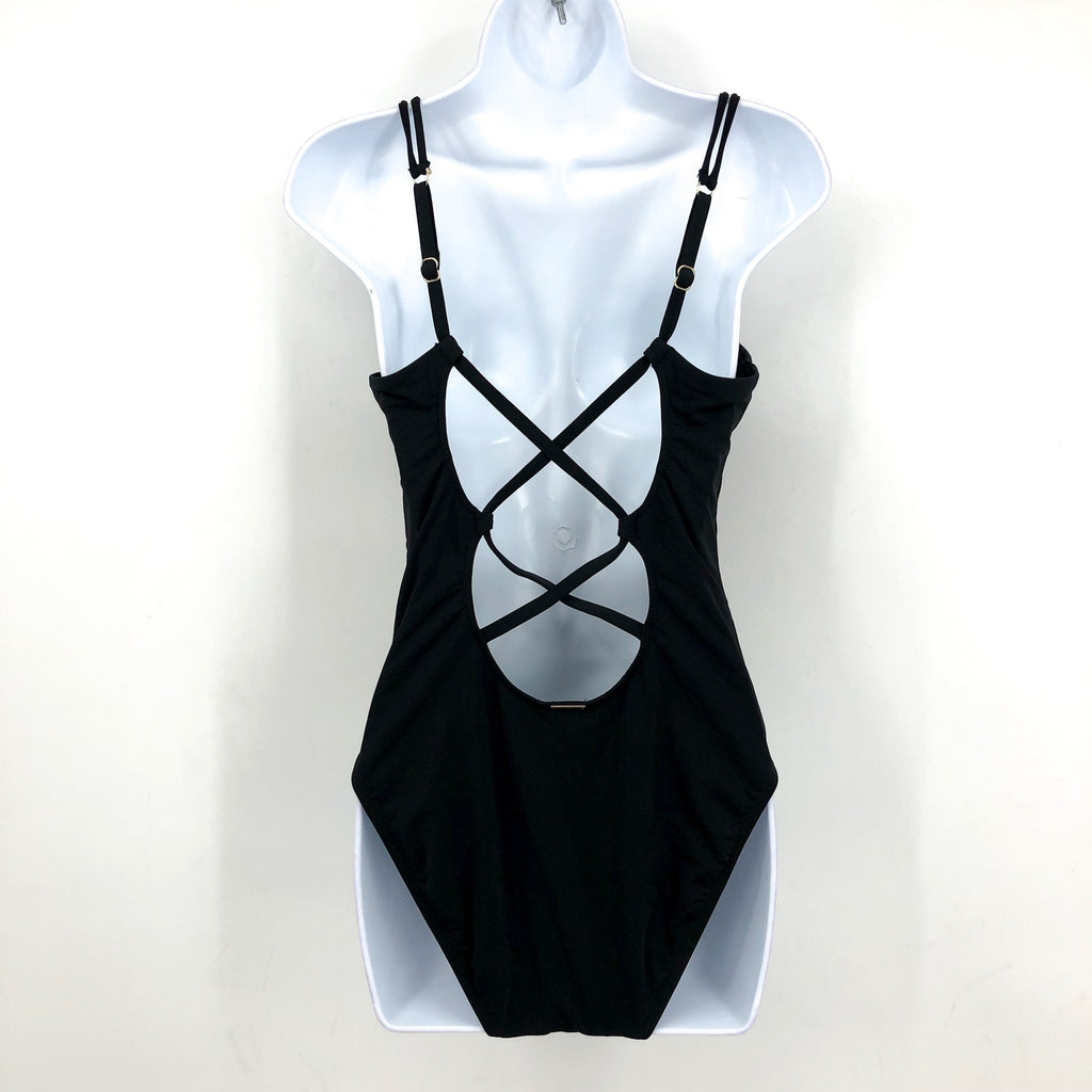 Sunsets Womens Veronica One Piece Swimsuit Small Black Criss-Cross Back NWT