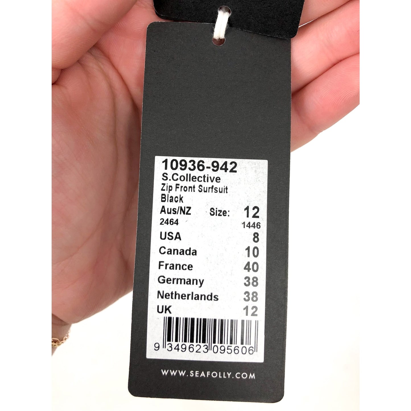 SEAFOLLY Women's Plain Zip Front Swim Surfsuit Size 8 Black Long Sleeve