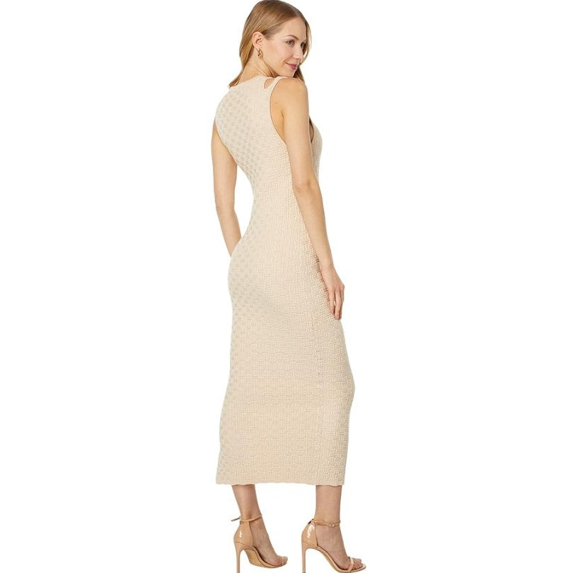 MONROW Women's Supersoft Sweater Knit Tank Midi Dress Small Cream Sleeveless NWT