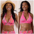 TOMMY BAHAMA Summer Floral Reversible Halter Swim Top Medium Passion Pink NWT