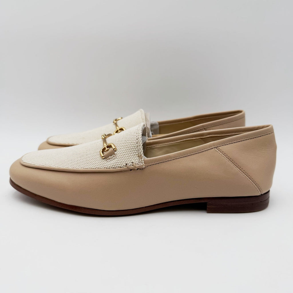Sam Edelman Womens Loraine Bit Loafers Size 7.5 Beige Sand Canvas NWOB