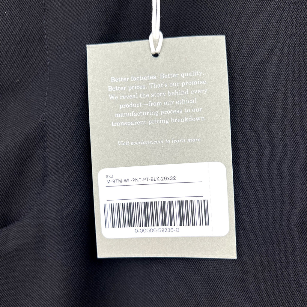 EVERLANE Men's The Italian Wool Pants 29x32 Black Trouser Slim Fit NWT