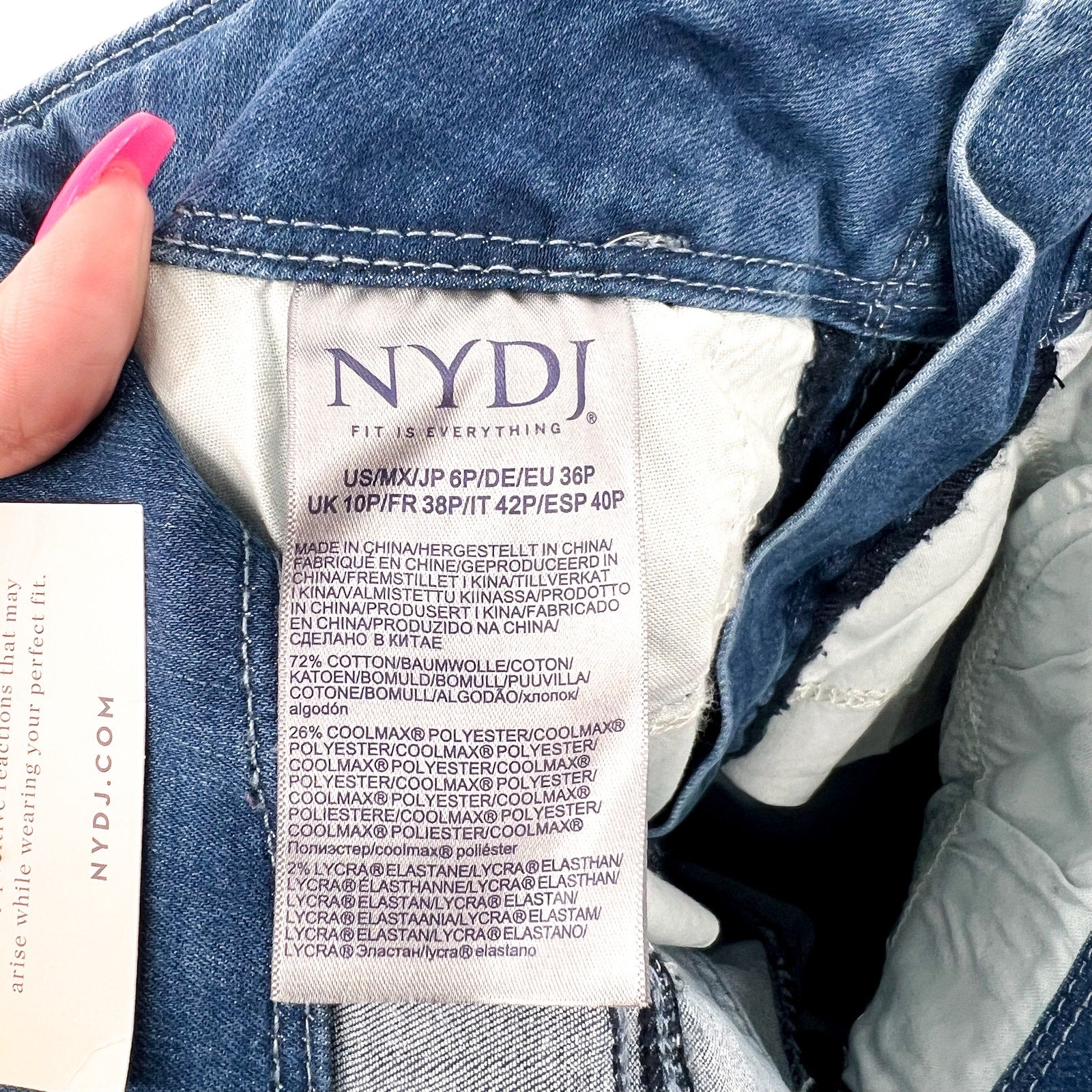 NYDJ Womens Cool Embrace Major Wide Leg Capri Jeans 6 PETITE Compass Blue NWT