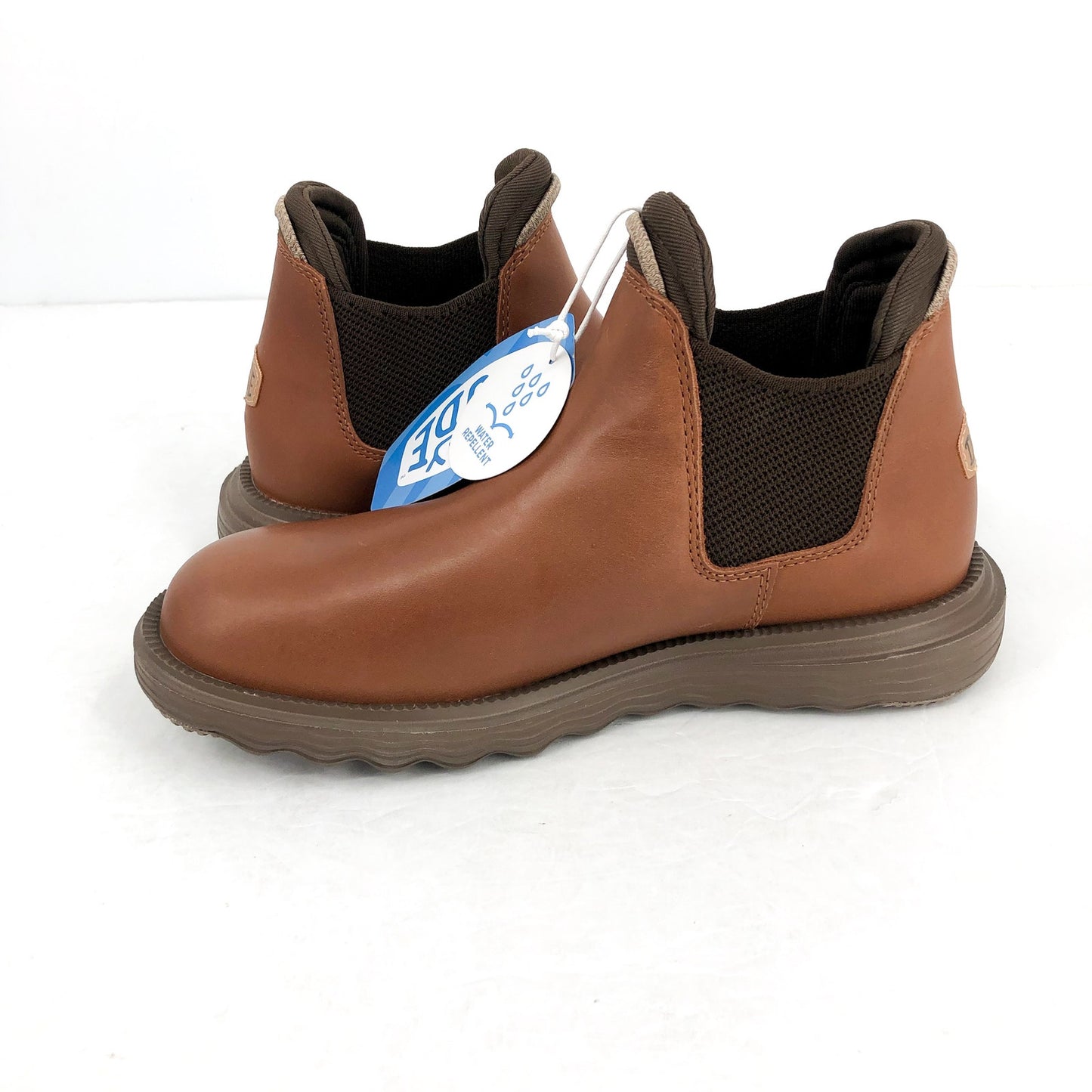 Hey Dude Womens Branson Ankle Bootie US 8 Cognac Leather Water Resistant NIB
