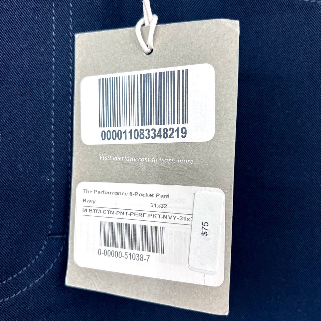 EVERLANE Men's The Performance 5-Pocket Pants 31x32 Navy Blue Stretch NWT