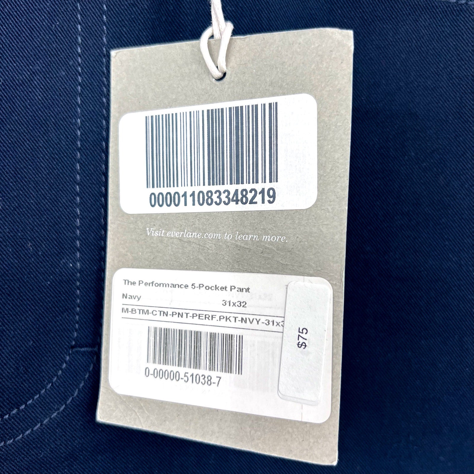 EVERLANE Men's The Performance 5-Pocket Pants 31x32 Navy Blue Stretch NWT