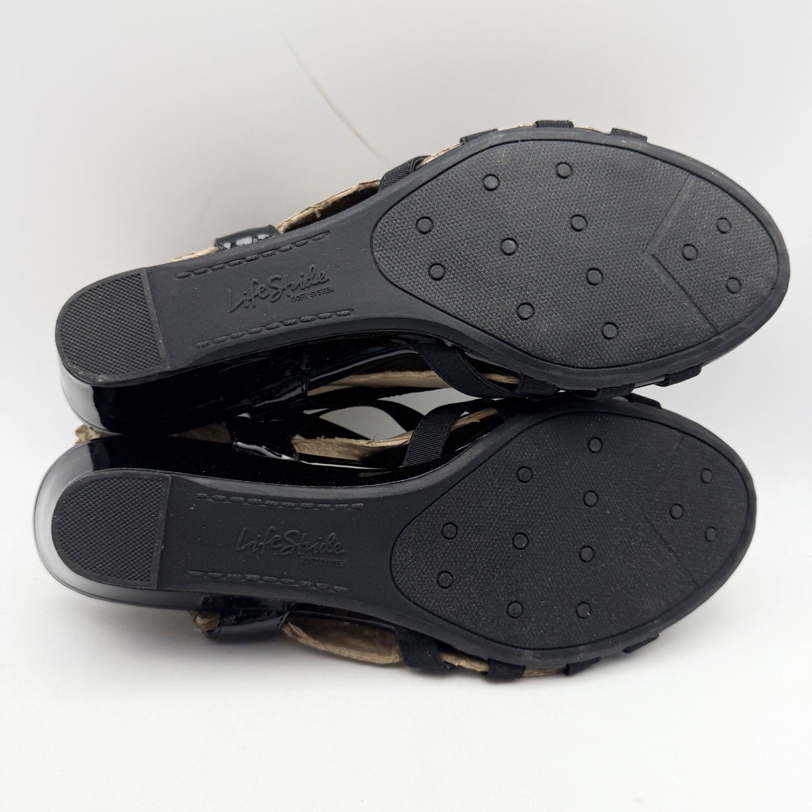 LifeStride Womens Yung Strappy Wedge Sandals US 9 Narrow EU 40 Black NWOB