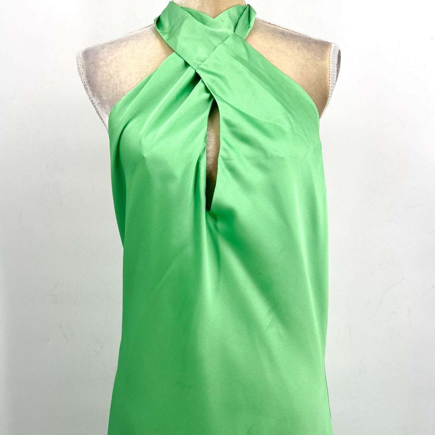 SHOW ME YOUR MUMU Jasmine Tie Mini Dress XL Green Satin Open Back NWT