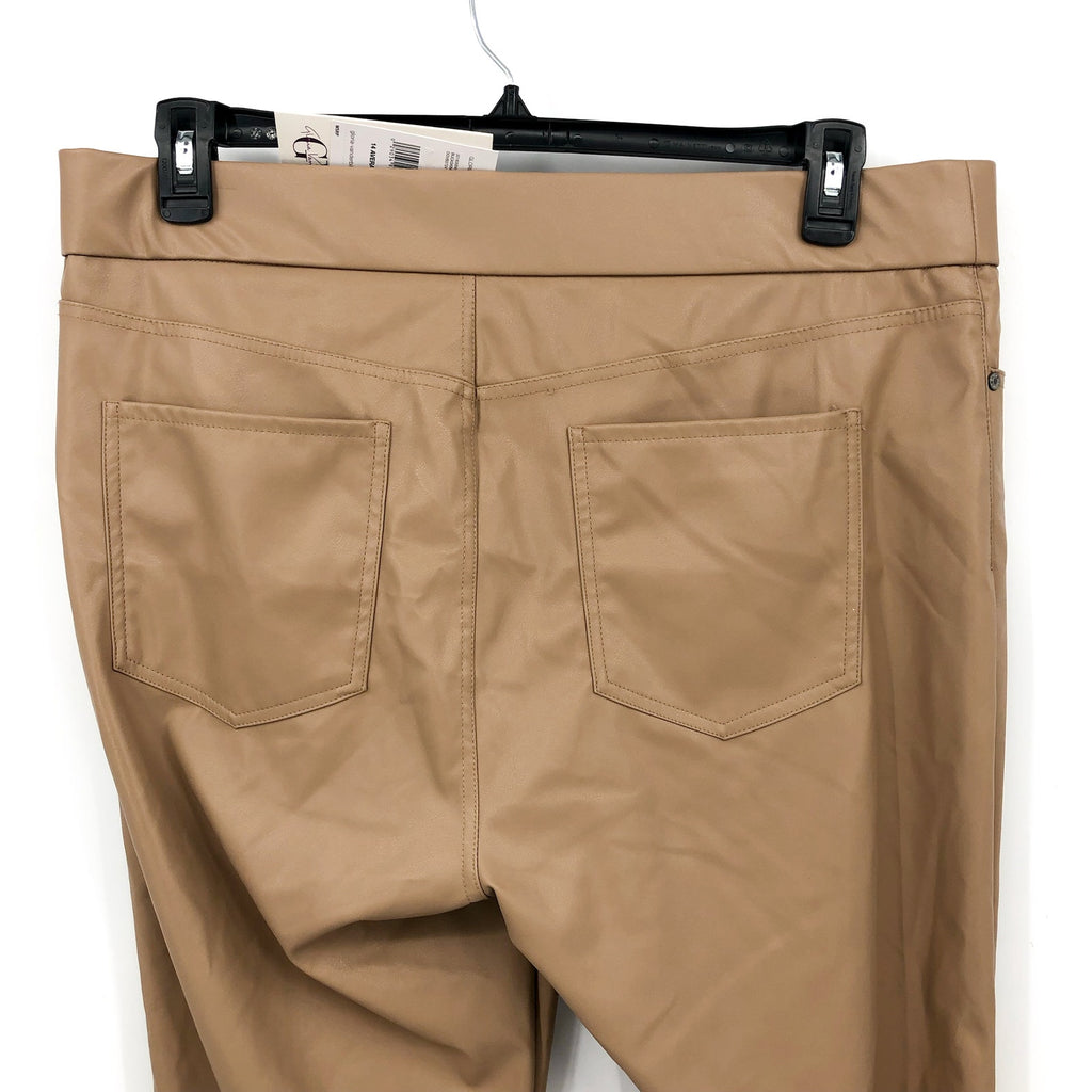 GLORIA VANDERBILT Avery Faux Leather Leggings Size 14 Tan Pull on Skinny NWT