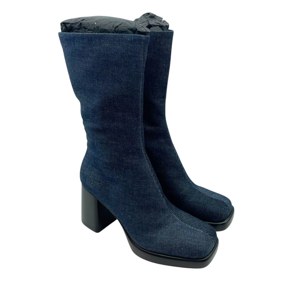 Rag & Bone Womens Matrix Denim Platform Boots US 8.5M EU 38.5 Dark Blue