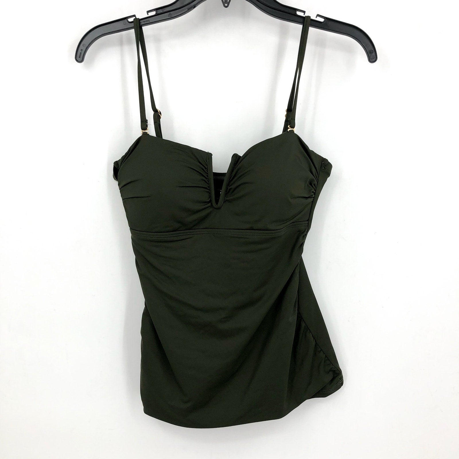 LAUREN RALPH LAUREN V Wire Bandini Swim Top Size 16 Olive Green Beach Club NWT