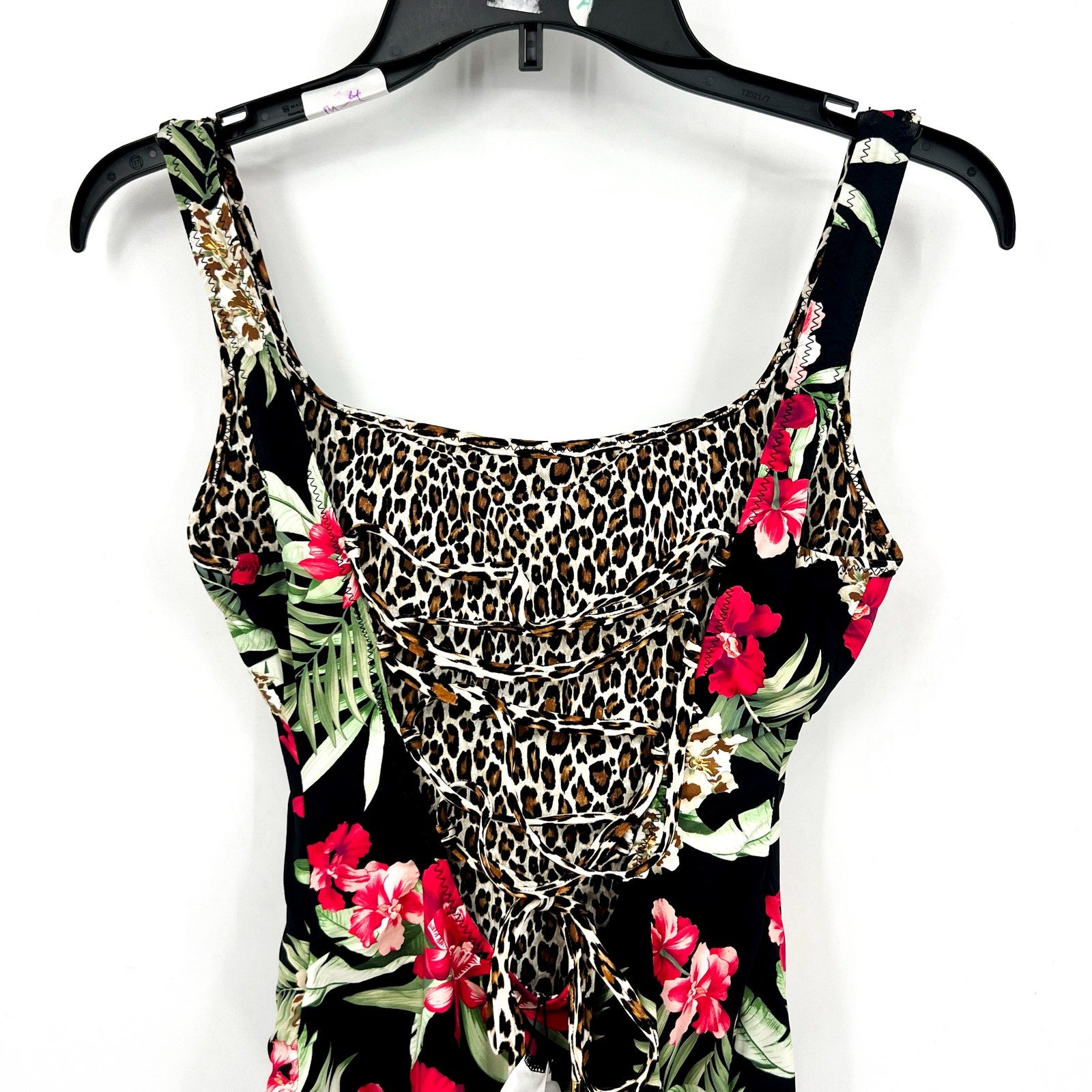 TOMMY BAHAMA Lily Cat Reversible One Piece Swimsuit Size 10 Black Leopard NWT