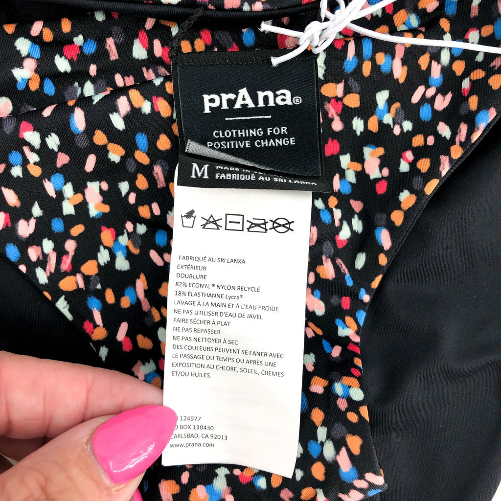 PRANA Womens Elina Reversible Bottom Medium Black Alotta Dot Stretch UPF 50+ NWT