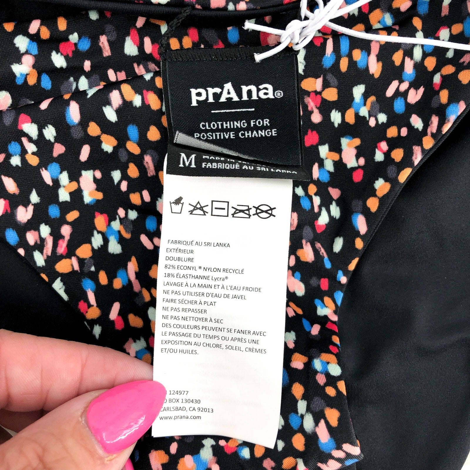PRANA Womens Elina Reversible Bottom Medium Black Alotta Dot Stretch UPF 50+ NWT