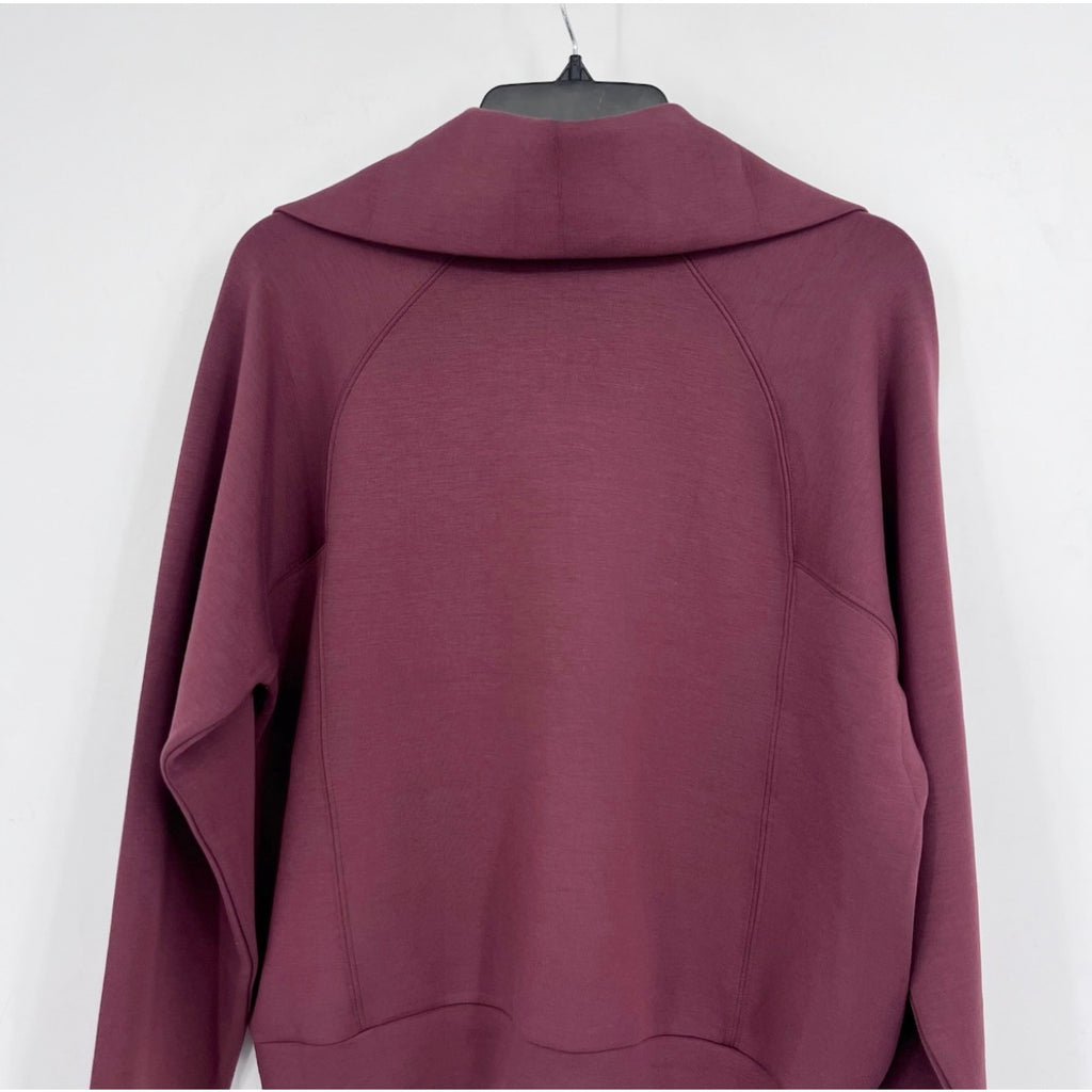 SPANX Womens AirEssentials 1/2 Zip Pullover Sweatshirt Medium Wine Red Spice NWT