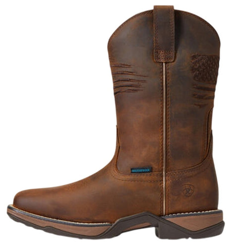 Ariat Womens Anthem Patriot Mid Calf Boot US 7 M Distressed Brown Leather WP NWT