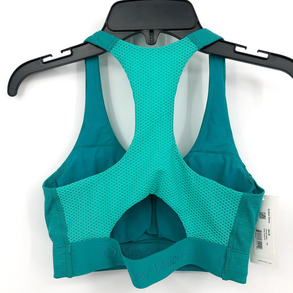 OUTDOOR VOICES Womens Doing Things Sports Bra XXS Green Peacock Racerback NWT
