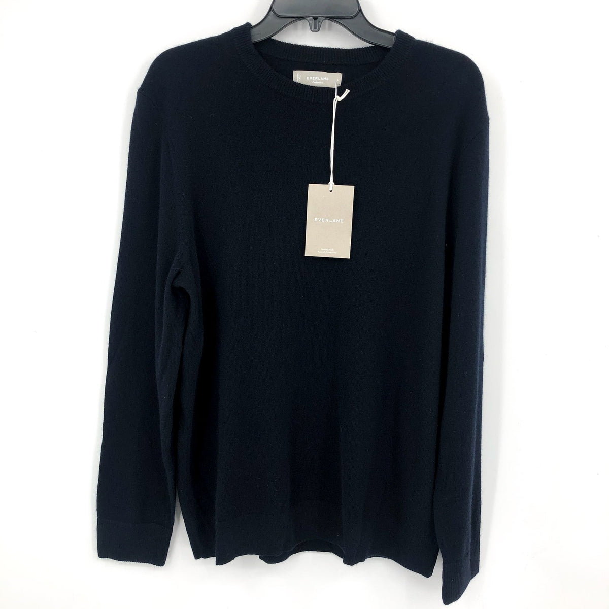 Everlane Mens Grade-A Cashmere Crew Sweater Large Dark Navy Blue NWT