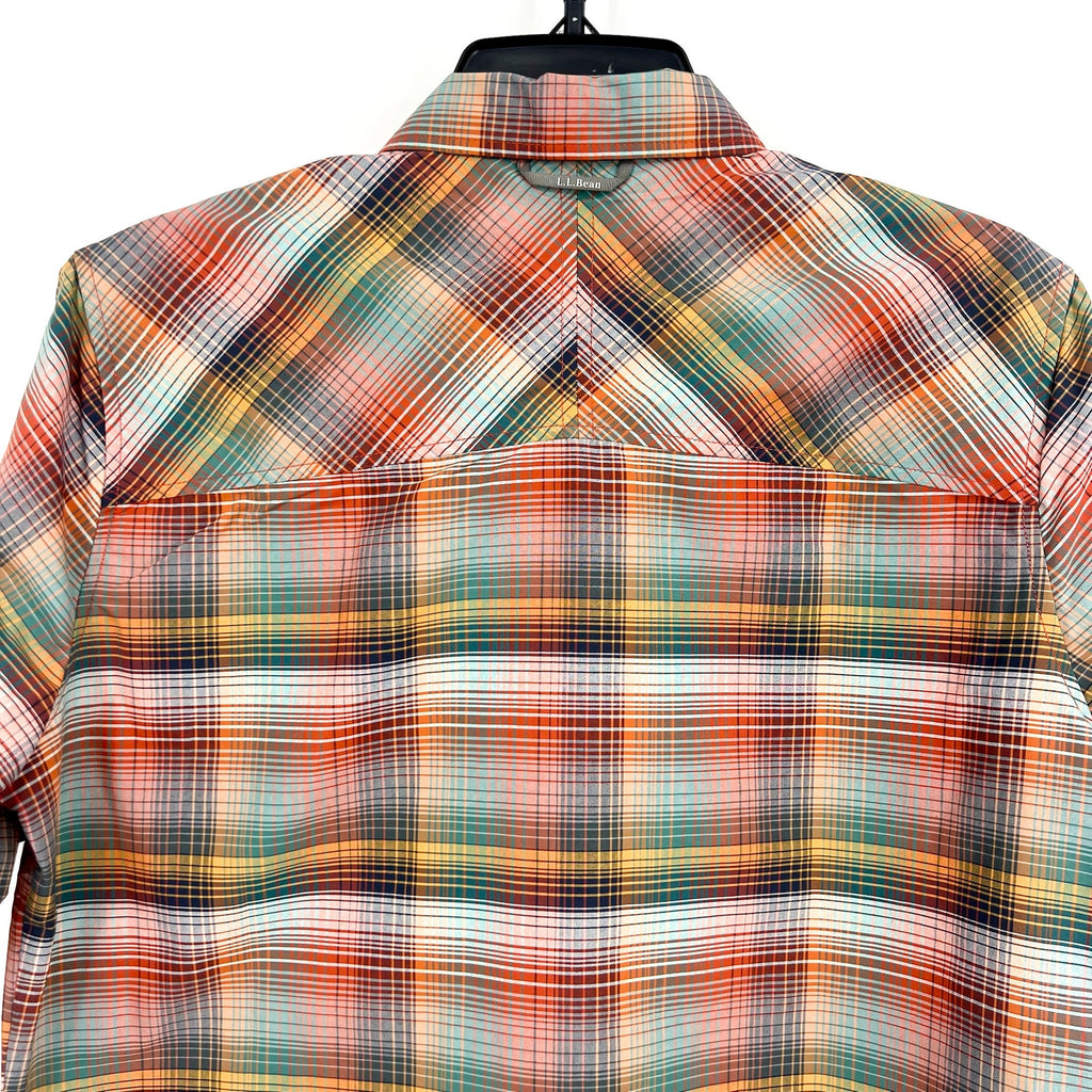 L.L. BEAN Mens Short-Sleeve Casual Shirt Small Red Green SunSmart Cool Weave NWT