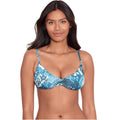 LAUREN RALPH LAUREN Patchwork Bikini Top Size 8 Blue Indigo Scoop Shirred NWT