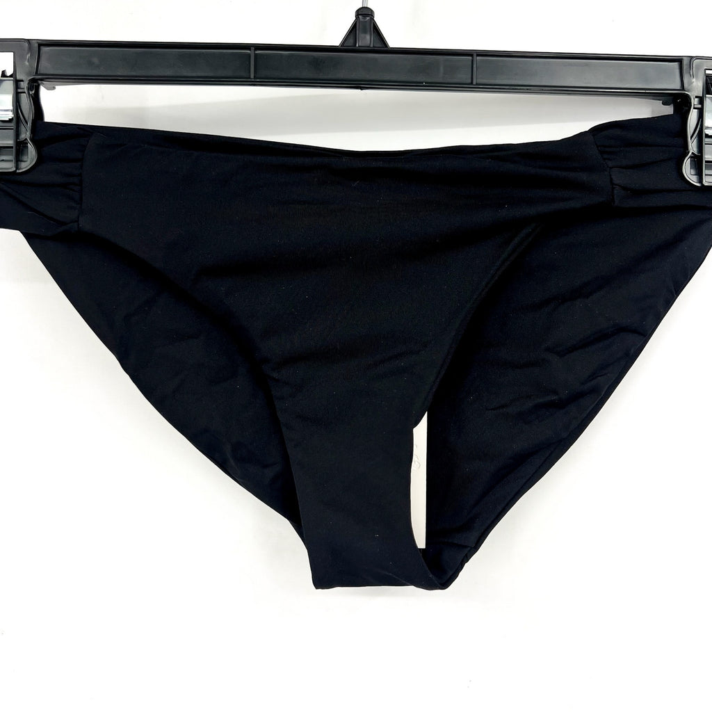 BECCA Women's Muse Side Ruched Bikini Bottoms Large Black Hipster NWT