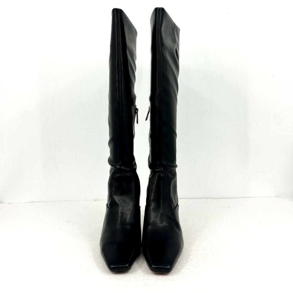 Franco Sarto Womens Bowman Knee High Boots Size 9M Black Faux Leather NWOB