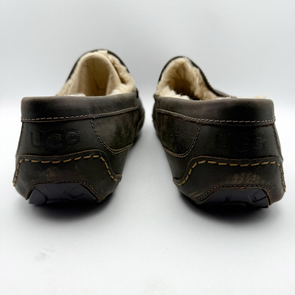 UGG Mens Ascot Matte Slippers US 8 EU 41 Brown Leather NIB