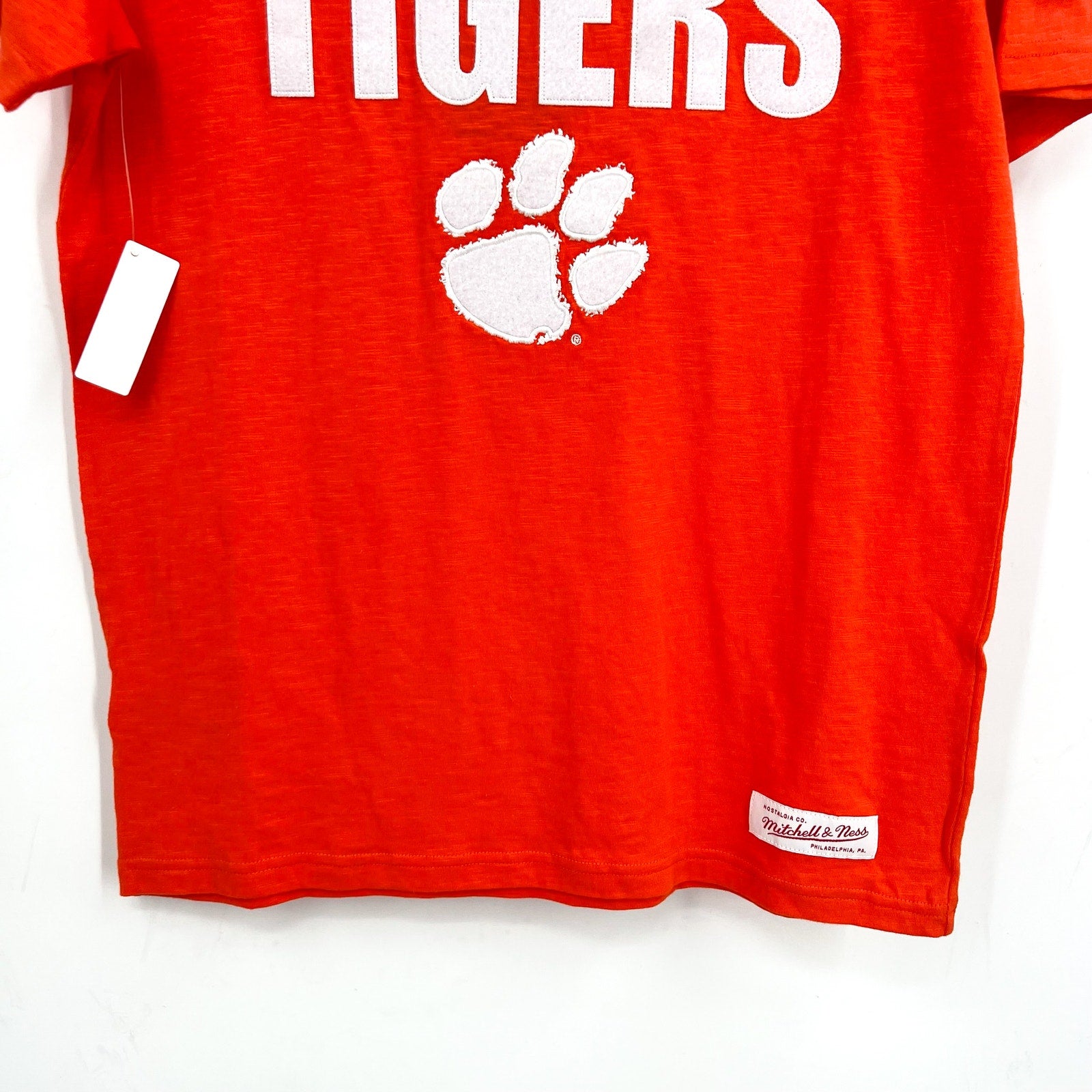 MITCHELL & NESS Mens NCAA Clemson Tigers Embroidered T-Shirt Small Orange NWT