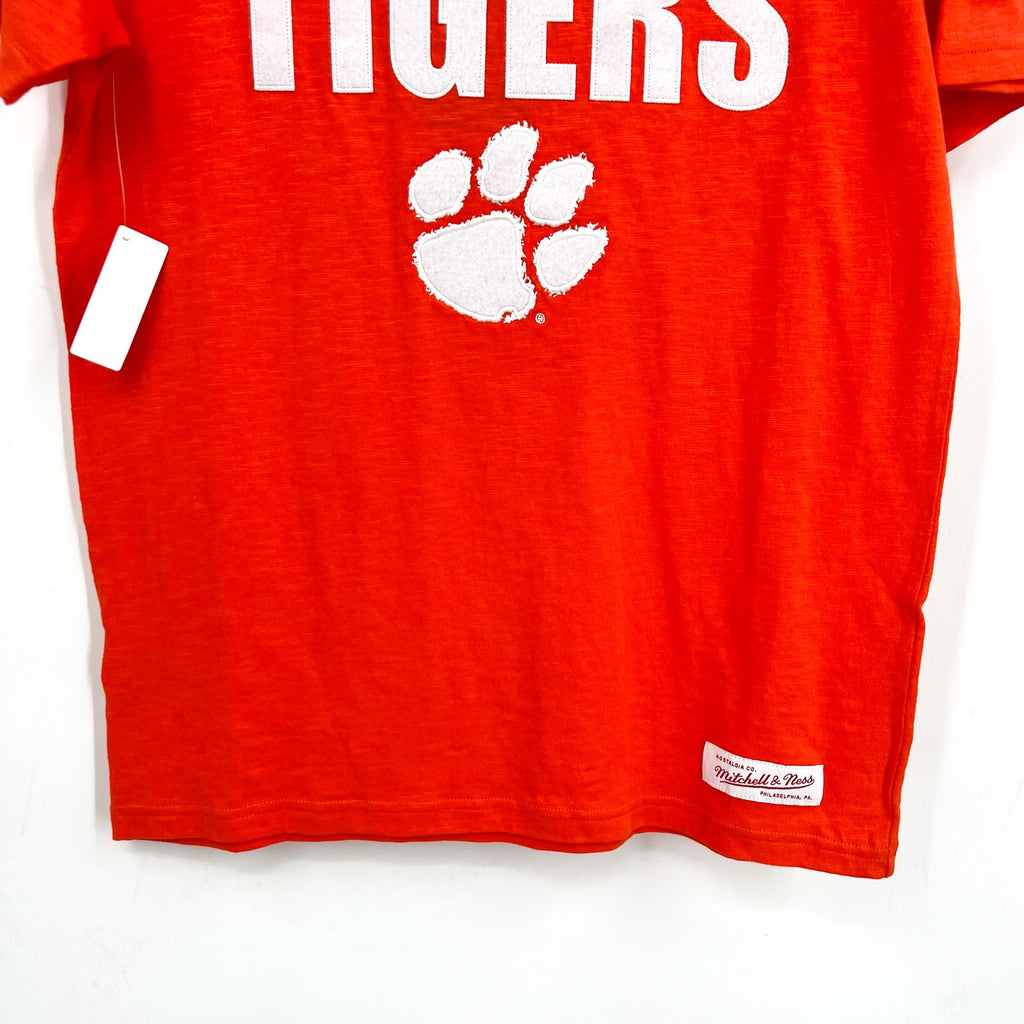 MITCHELL & NESS Mens NCAA Clemson Tigers Embroidered T-Shirt Small Orange NWT
