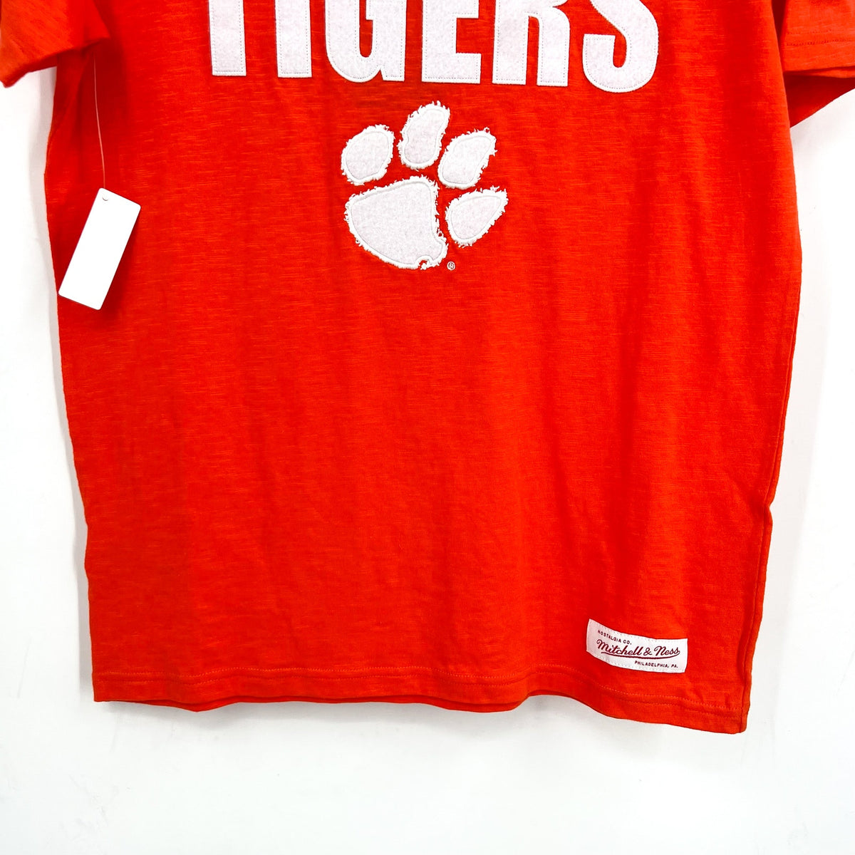 MITCHELL & NESS Mens NCAA Clemson Tigers Embroidered T-Shirt Small Orange NWT