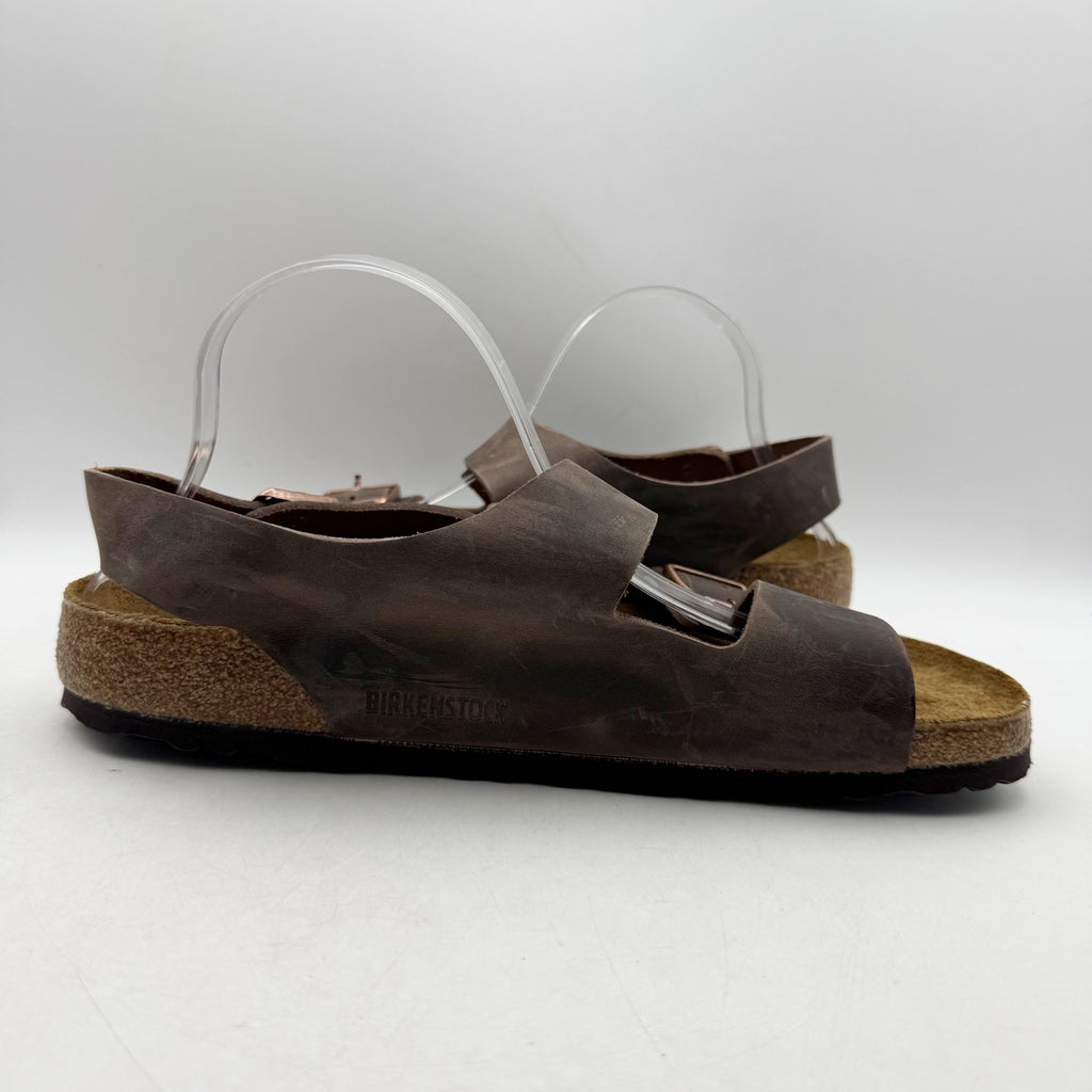 Birkenstock Mens Milano Sandals EU 44 US 11 Habana Brown Oiled Leather NWOB