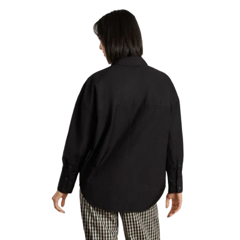 EVERLANE Women's The Oversized Poplin Shirt XXS Black Cotton Long Sleeve NWT