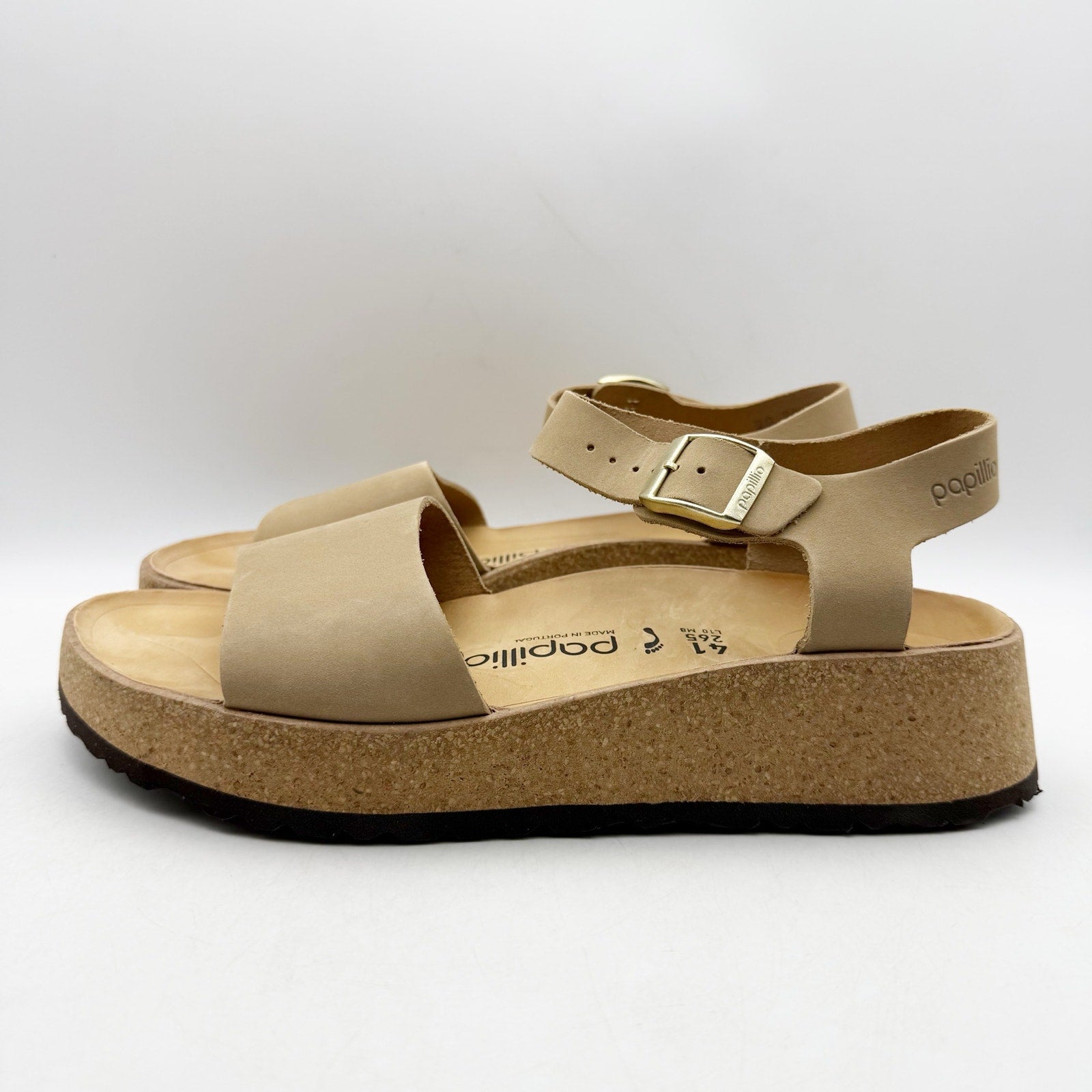 Papillio Birkenstock Womens Glenda Platform Sandals EU 41 US 10 Tan Leather NWOB